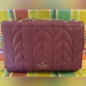 Kate Spade Purple Leather Shoulder Bag with Chevron Stitching and Magnetic Snap